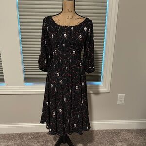 Pinup Couture Black and White Bishop Sleeve Sundress